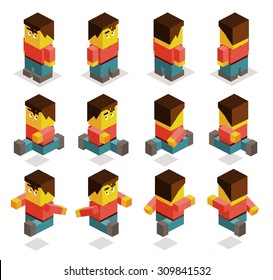 8 Sided Character Set. Isometric Art