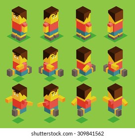 8 Sided Character Set. Isometric Art