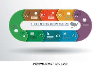 8 sided infographics background for statistics, banners, ads, websites and printed media