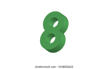 8 Simple Modern Green 3D Number