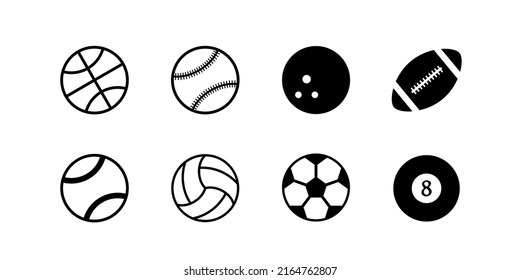 8 sports balls icon vector 