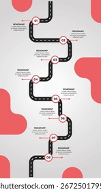 Diseño de infografía de mapa de viaje de línea de tiempo de 8 etapas