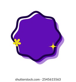 8 Sterne Memphis Form für Textbox oder Tag Icon mit blauer Farbe. Beschriftungssymbol. Hochwertiges Vektorsymbol. Bearbeitbarer Vektor