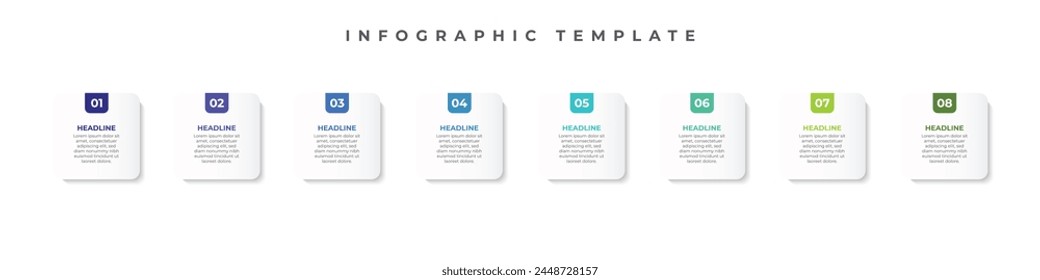 8 Step infograph. Colorful modern infographic design with elements in seperate layer. EPS 10 design