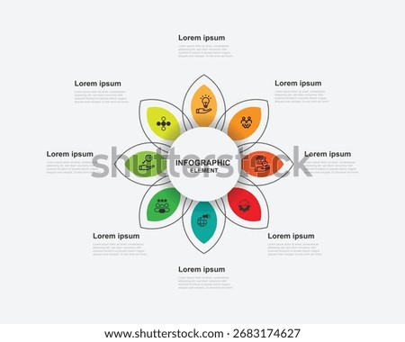 8 step road flow infographic template vector element with icons suitable for business information and banner presentation.