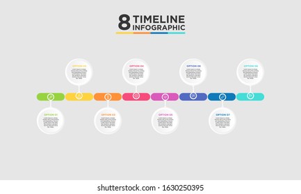 8 step timeline infographic element. Business concept with eight options and number, steps or processes. data visualization. Vector illustration.