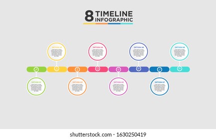 8 step timeline infographic element. Business concept with eight options and number, steps or processes. data visualization. Vector illustration.