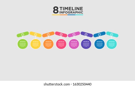 8 step timeline infographic element. Business concept with eight options and number, steps or processes. data visualization. Vector illustration.