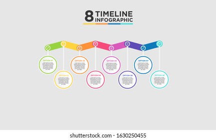8 step timeline infographic element. Business concept with eight options and number, steps or processes. data visualization. Vector illustration.