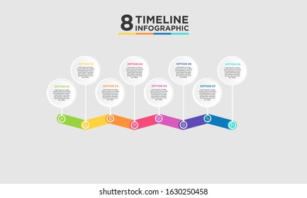 8 step timeline infographic element. Business concept with eight options and number, steps or processes. data visualization. Vector illustration.