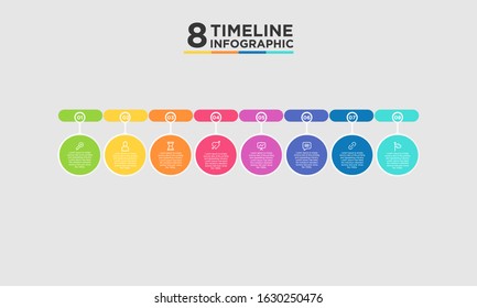 8 step timeline infographic element. Business concept with eight options and number, steps or processes. data visualization. Vector illustration.