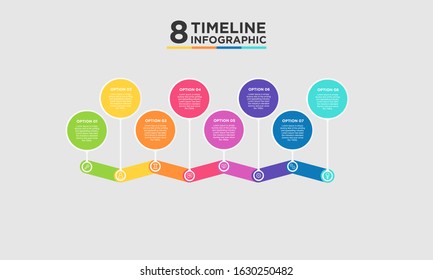 8 step timeline infographic element. Business concept with eight options and number, steps or processes. data visualization. Vector illustration.