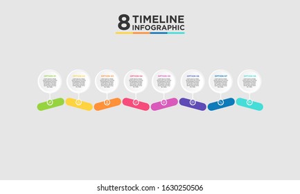 8 step timeline infographic element. Business concept with eight options and number, steps or processes. data visualization. Vector illustration.