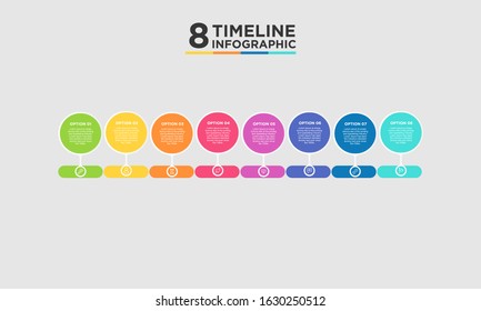8 step timeline infographic element. Business concept with eight options and number, steps or processes. data visualization. Vector illustration.