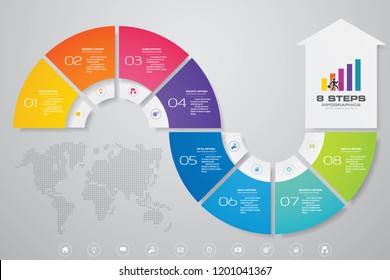 8 steps of arrow infografics template. for your presentation. EPS 10.