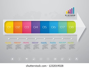 8 steps of arrow infografics template. for your presentation. EPS 10.