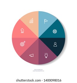8 steps Circle chart with business icon, Circle infographic or Circular diagram.