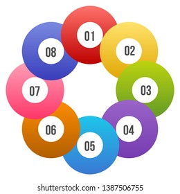 8 steps Circle chart, Circle infographic or Circular diagram