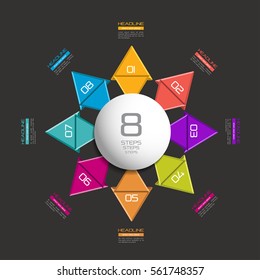 8 steps connected infographic. Vector illustration.