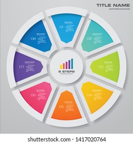8 steps cycle chart infographics elements for data presentation. EPS 10.	