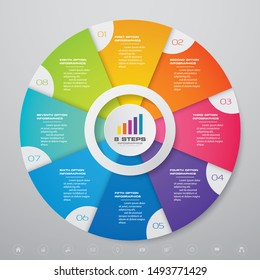 8 steps cycle chart infographics elements for data presentation. EPS 10.