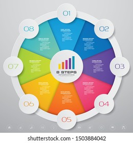 8 steps cycle chart infographics elements for data presentation. EPS 10.