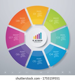 8 Stufen kreuzen Diagramm-Infografiken für die Datendarstellung. EPS10.	