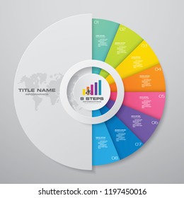8 steps cycle infographics element  chart for data presentation. EPS 10.