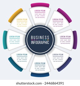 8 Steps Infographic business information 8 objects, steps, elements or options infographic circle design template