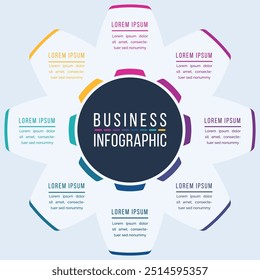 8 Pasos Infografía de diseño de círculos 8 pasos, objetos, Elementos u opciones infografía de información comercial Plantilla