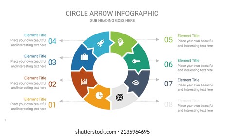 8 Steps Infographic Elements Circle Arrow 
