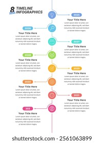 8 Steps Infographic Timeline for Business Presentation, Poster, Banner and Booklet.