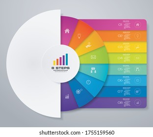 8 steps infographics chart design element. For data presentation.