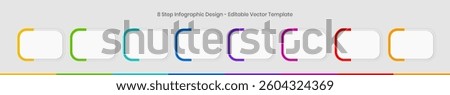8 Steps Infographics Design editable Template, Graph, Pie chart, workflow layout, horizontal rectangular box diagram, report, business presentation graphic elements, step by step process diagram