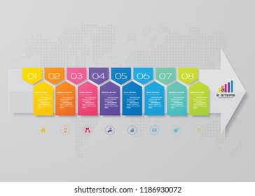 8 steps infographics element arrow template chart.