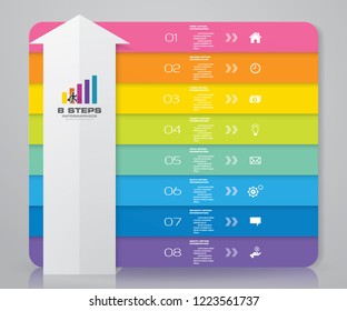8 steps Infographics element arrow template chart for presentation.	