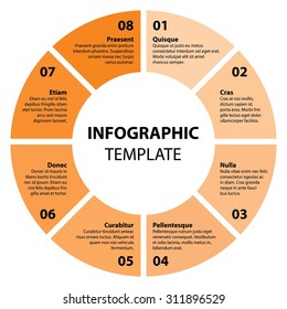 8 steps, options, processes of Circle infographic. Cycle diagram. Infographic Template. Business concepts. Vector. EPS10. Illustration