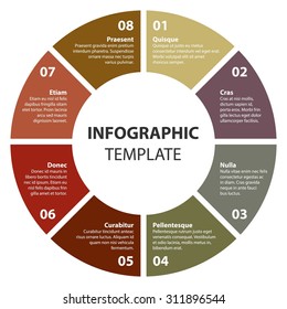 8 steps, options, processes of Circle infographic. Cycle diagram. Infographic Template. Business concepts. Vector. EPS10. Illustration