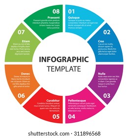 8 steps, options, processes of Circle infographic. Cycle diagram. Infographic Template. Business concepts. Vector. EPS10. Illustration