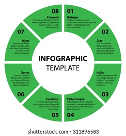 8 steps, options, processes of Circle infographic. Cycle diagram. Infographic Template. Business concepts. Vector. EPS10. Illustration