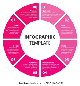 8 steps, options, processes of Circle infographic. Cycle diagram. Infographic Template. Business concepts. Vector. EPS10. Illustration