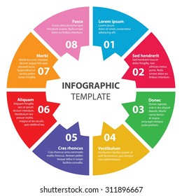 8 steps, options, processes of Circle infographic. Cycle diagram. Infographic Template. Business concepts. Vector. EPS10. Illustration
