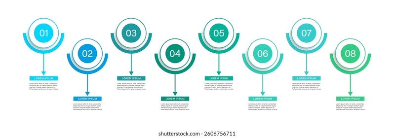 8 Steps or Options Vector Design Template for workflow layout, diagram, annual report