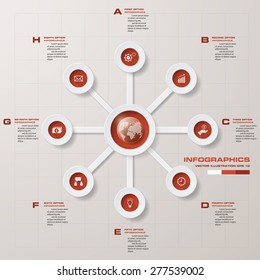 8 Steps order in circle shape for your design. Infographics background. Vector illustration.