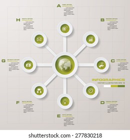8 Steps order in circle shape for your design. Infographics background. Vector illustration.