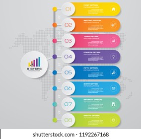 8 steps presentation chart. Infographic with 8 options. EPS 10.