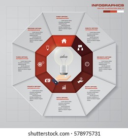 8 steps process. Simple&Editable abstract design element. Vector.
