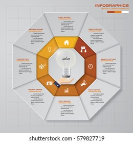 8 steps process. Simple&Editable abstract design element. Vector.
