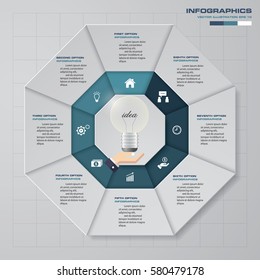 8 steps process. Simple&Editable abstract design element. Vector.