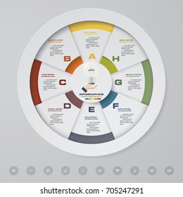 8 steps process. Simple&Editable abstract design element. Vector.